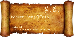 Hacker Benjámin névjegykártya